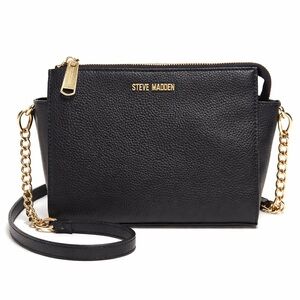 Steve Madden Black Crossbody Purse Gold Chain Strap